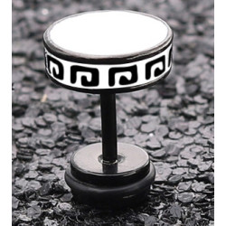 Malejewels Clou d'oreille FLAT ETHNIC Noir-Blanc
